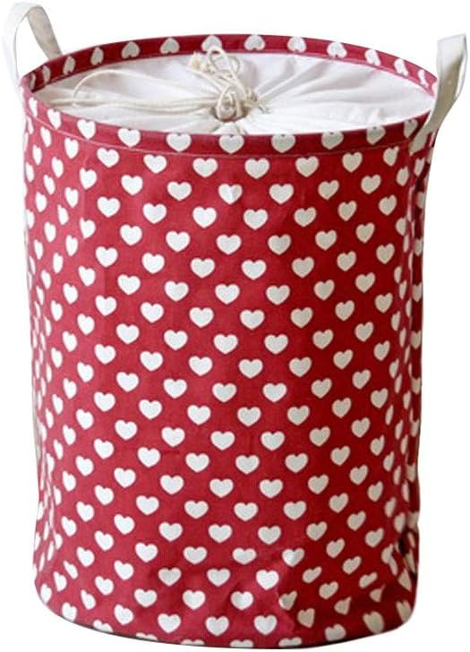 Houystory Storage Basket Waterproof PE Coating Storage Basket Sundries Storage Box,Collapsible Fabric Laundry Hamper, (Red)