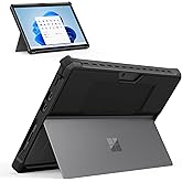 MoKo Case Fits Microsoft Surface Pro 8 13" Touchscreen 2021 Release Tablet, All-in-One Protective Rugged Cover Case with Hand Strap, Compatible with Type Cover Keyboard, Black