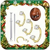 MODRSA 6mm 7mm 8mm 18g Horseshoe Nose Ring Hoop Gold Double Gem Horse Shoe Nose Rings for Women Surgical Steel Half Hoop U Shape Small Thin Tragus Earring Helix Piercing Jewelry Septum Rings 18 gauge