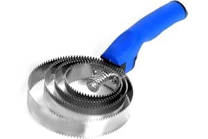 Reversible Stainless Steel Curry Comb with Soft Touch Grip (Royal Blue)