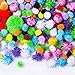 Acerich 1400 Pieces Assorted Pom Poms, Including 1100 Pcs Multicolor Pom Pom Balls Art Crafts, 4 Sizes Wiggle Googly Eyes, 200 Pcs Glitter Pompoms for DIY Creative Decorations (1400 Pcs(Multicolor1))