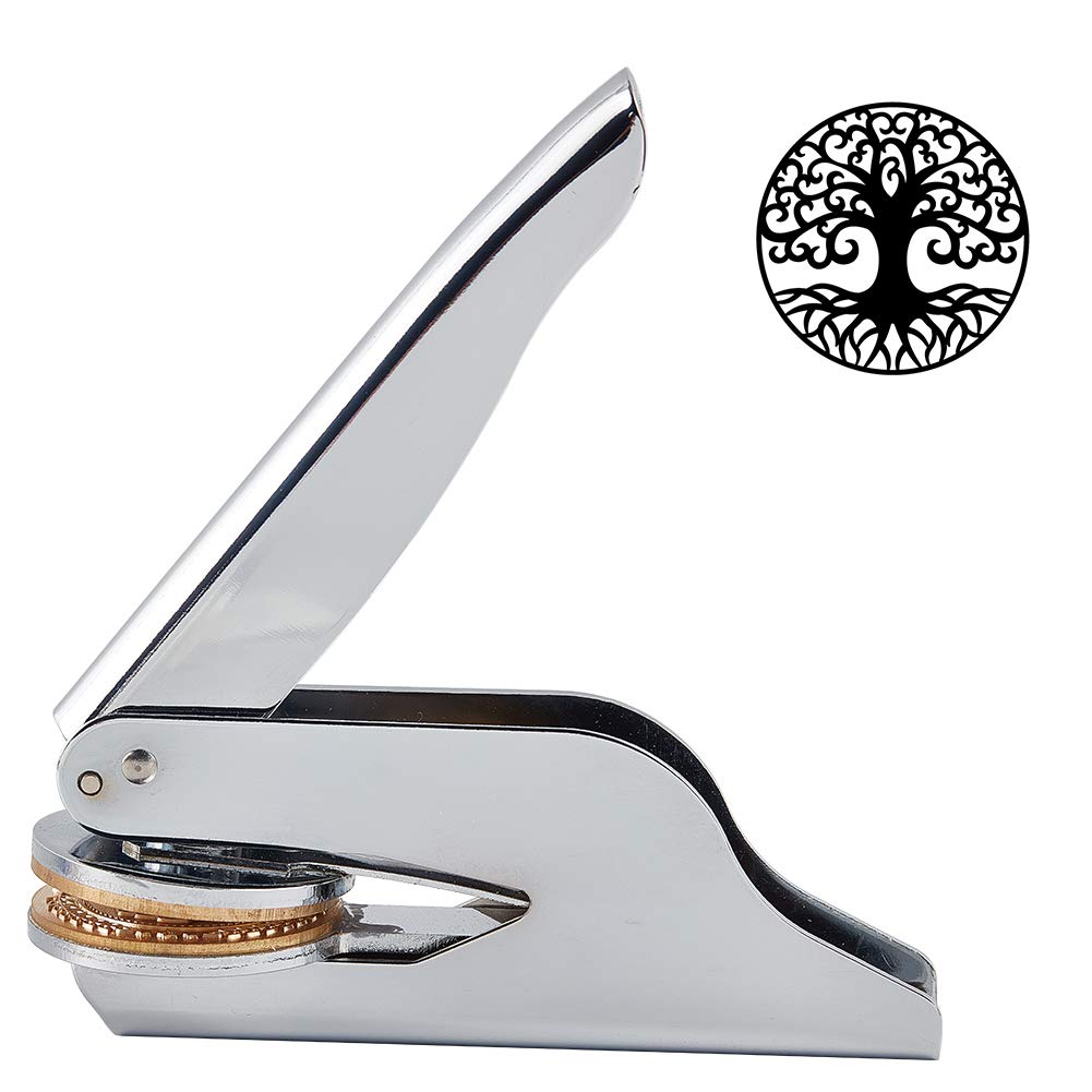 CRASPIRE Embosser Seal Stamp Tree of Life Pattern Stainless Steel Open Book Embosser Stamp Hand Held Embossing Stamp Seal Notary Embosser Stamp for Books Envelopes Paper Official