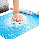 LIMNUO Silicone Baking Mat, Extra Thick Large Non Stick Pastry Mat Sheet for Dough Pie Crust Rolling Mats, Non-Stick and Anti