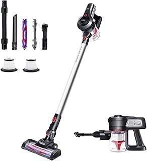 HCBOO Akku Staubsauger Kabellos 4-in-1 Stabstaubsauger mit 2 Saugstufen, leistungsstark, kompakt und leicht, ohne Beutel, für Hart- und Teppichböden, HEPA-Filter