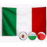 Double Sided Italian Flag 3x5 Outdoor Italy Flags Heavy Duty 210D Nylon,Sewn Stripes, Stronger Brass Grommets,4 Stitched Hemming,Perfect for Outside
