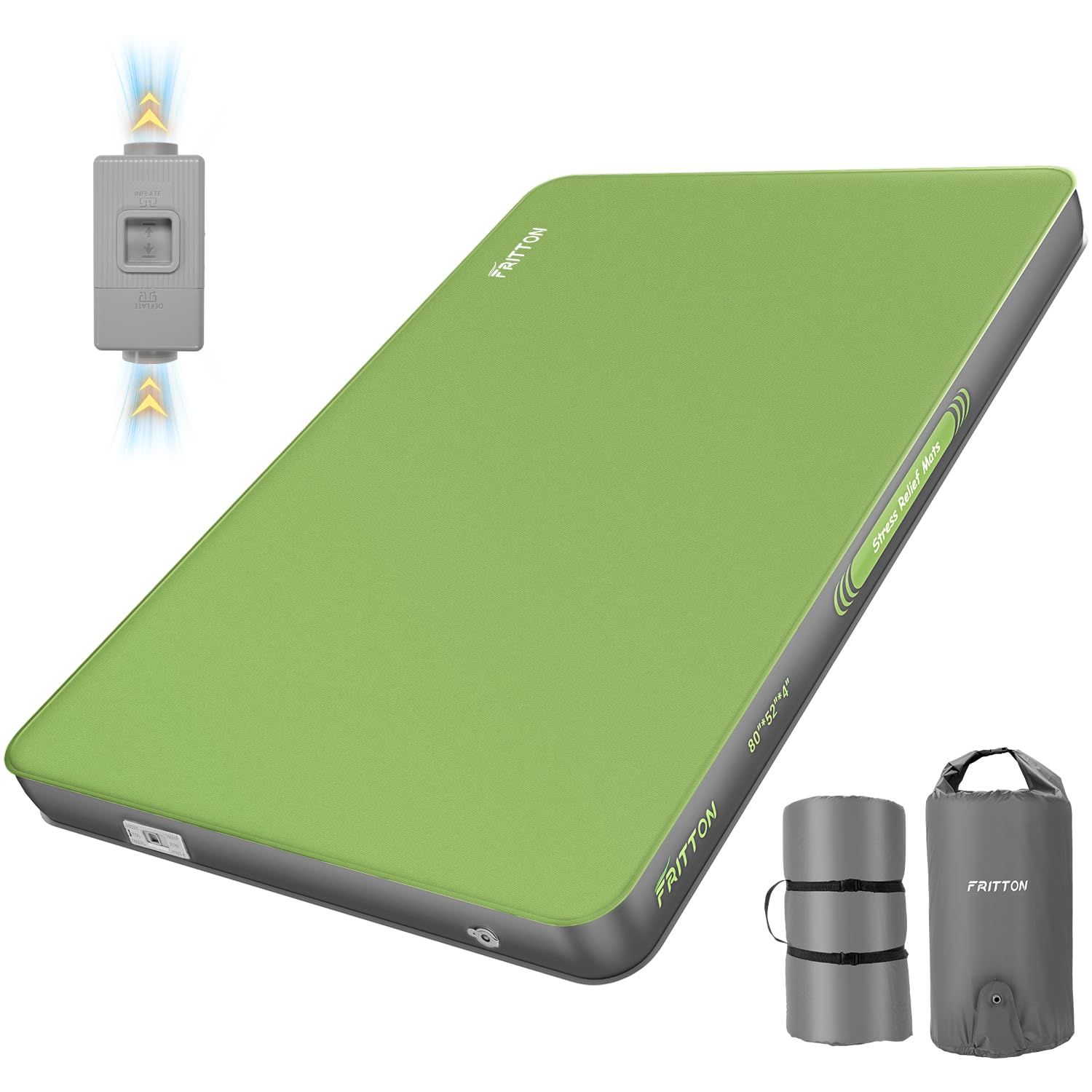 Photo 1 of Self Inflating Sleeping Pad with Built-in Electric Pump, 4" Ultra Thick Memory Foam Double Camping Mattress
