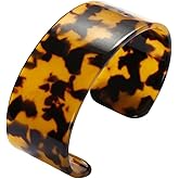 CWFPBA Leopard Acrylic Tortoiseshell Chunky Thick Wide Open Cuff Lightweight Plastic Wrap Bracelet Vintage Acetic Acid Tortoise Shell Wide Bangle Retro Jewelry for Women