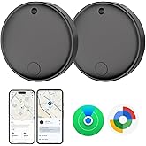 Tracker Tags for Android & iOS, Key Finder Tracking Device Smart Tracker Tag for Luggage, Wallet, Bike, Bags - Both Works with Apple Find My & Google's Find Hub - 2 Pack