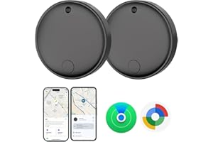 Lmrbelec Tracker Tags for Android & iOS, Key Finder Tracking Device Smart Tracker Tag for Luggage, Wallet, Bike, Bags - Both Works with Apple Find My & Google's Find Hub - 2 Pack