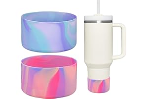 HEYSKAY 2pcs Protective Flask Silicone Boot Base for Stanley Quencher Adventure 40oz & Stanley IceFlow 20oz 30oz Tumbler, and Compatible with 12-24oz Hydro Sport Water Bottles,Yeti and More