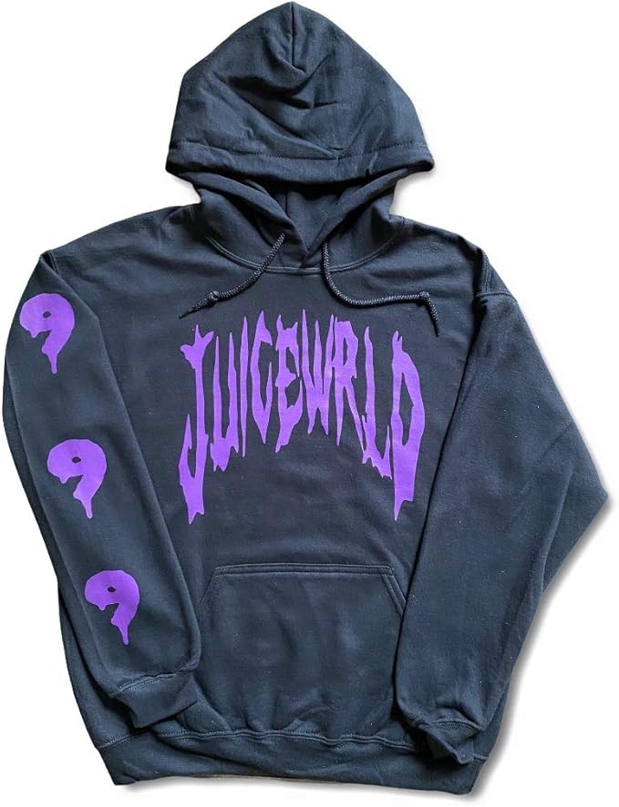 Juice Wrld Hoodie Black (Purple Design) Clothing