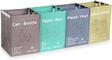 BOMEI PACK 4 Reusable Recycling Bags with Handles, Waterproof, Heavy Duty view 1