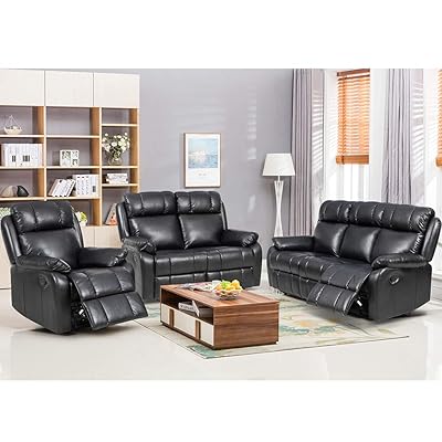 FDW Recliner Sofa Set, PU Leather Sectional for Living Room