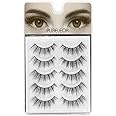 PURELEOR Natural Look Eyelashes 3D Mink Cat Eye Lash Wispies 15mm Manga Lashes 5 Pairs Soft Reusable False Eyelashes Lightweight, No Glue Included