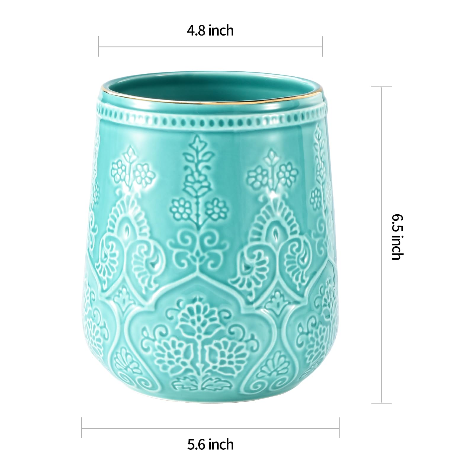 Lunaicorn Utensil Holder, Large Utensil Holder for Kitchen Counter, 6.5”Ceramic Cooking Utensil Organizer, Kitchen Decor for Counter (Turquoise)