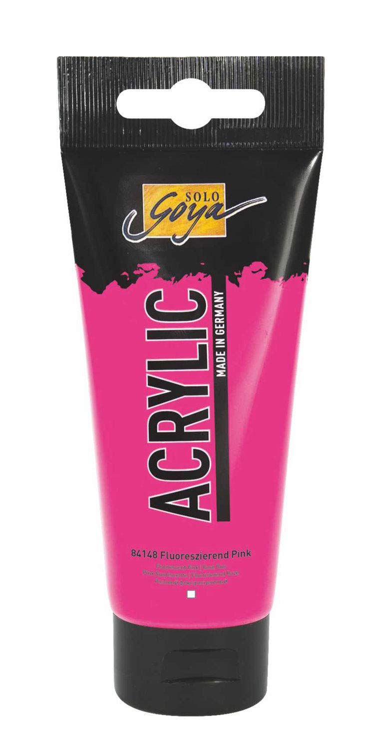 Kreul 84148 Solo Goya Acrylic, 100 ml tube in fluorescent pink, creamy versatile acrylic paint in study quality, water-based, quick and matt drying, good coverage, waterproof