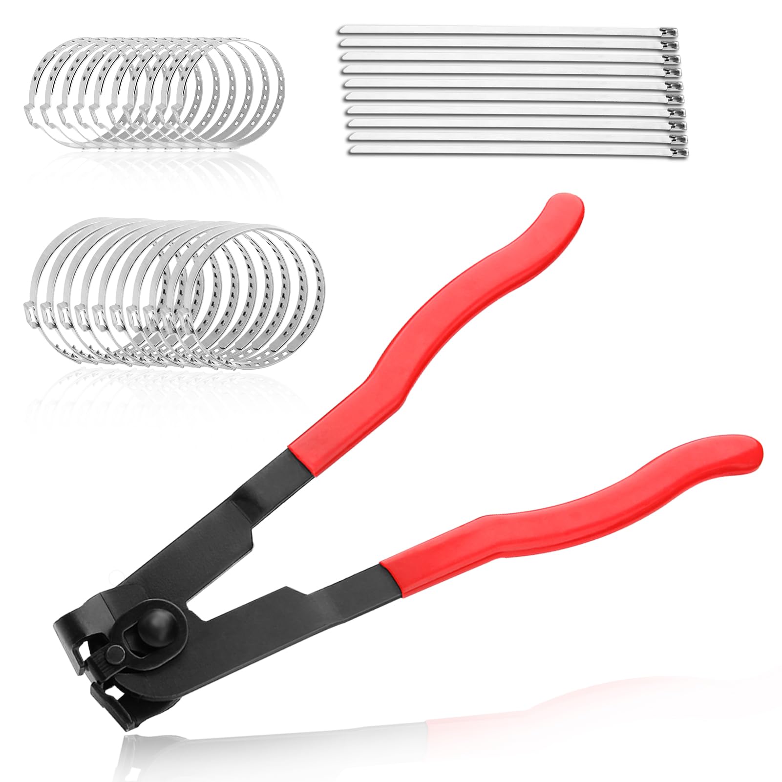 LEONTOOL 31PCS CV Joint Boot Clamp Plier with Adjustable Stainless Steel Ear Joint Banding Clamps Locking Metal Cable Zip Ties Automotive CV Axle Boot Repair Kit CV Boot Clamp Tool for Most Cars