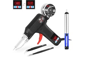 NEWACALOX Soldering Gun Kit with Adjustable-Temp LED Display, Auto Send Tin Solder Iron Set for Welding Repair DIY 80W, 180-520°C, ON/OFF Button Inner–heated Solder Gun