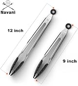 Navani Kitchen Tongs 9 & 12 Inch Silicone Tip Non Stick 2pcs Black view 2