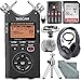 Tascam DR-40 4-Track Handheld Digital Audio Recorder with Microphone Shockmount, Dedicated Windscreen, along with Deluxe Accessory Bundle Fibertique Cleaning cloth