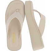 CUSHIONAIRE Pippin Chunky Platform Flip Flops, Stylish Wedge Flip Flops for Women with Cushioned Footbed and Durable Sole
