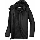 CAMELSPORTS Mens Winter Jacket Waterproof Warm Snow Ski Jackets Faux Fur Fleece Rain Coats with Removable Hood