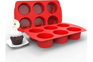 Aokinle Silicon Texas Muffin Pan, European LFGB Cupcake jumbo Pan 6 Cups, Non-Stick Deep Big Cupcake Baking Pan, Silicone Large Egg Muffin Molds, Muffin Tins BPA Free, Set of 2