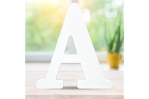 CUXFLS 6 Inch 3D White Wooden Letters, Unfinished Wood Alphabet for Letter Board - Wall Decor - DIY - Painted - Educational - Home Wall Decoration (Letter A)