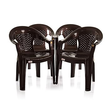 Varmora Medium Back Chair Set of 4 (Cross Nett - Brown)