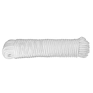 6mm White Diamond Braid Nylon Rope, Paracord All Purpose Utility Rope Nylon Twine for Crafts,Cargo,Tie-Downs,Camping,Indoor Outdoor Use(1/4inch,25ftx1 Hank)
