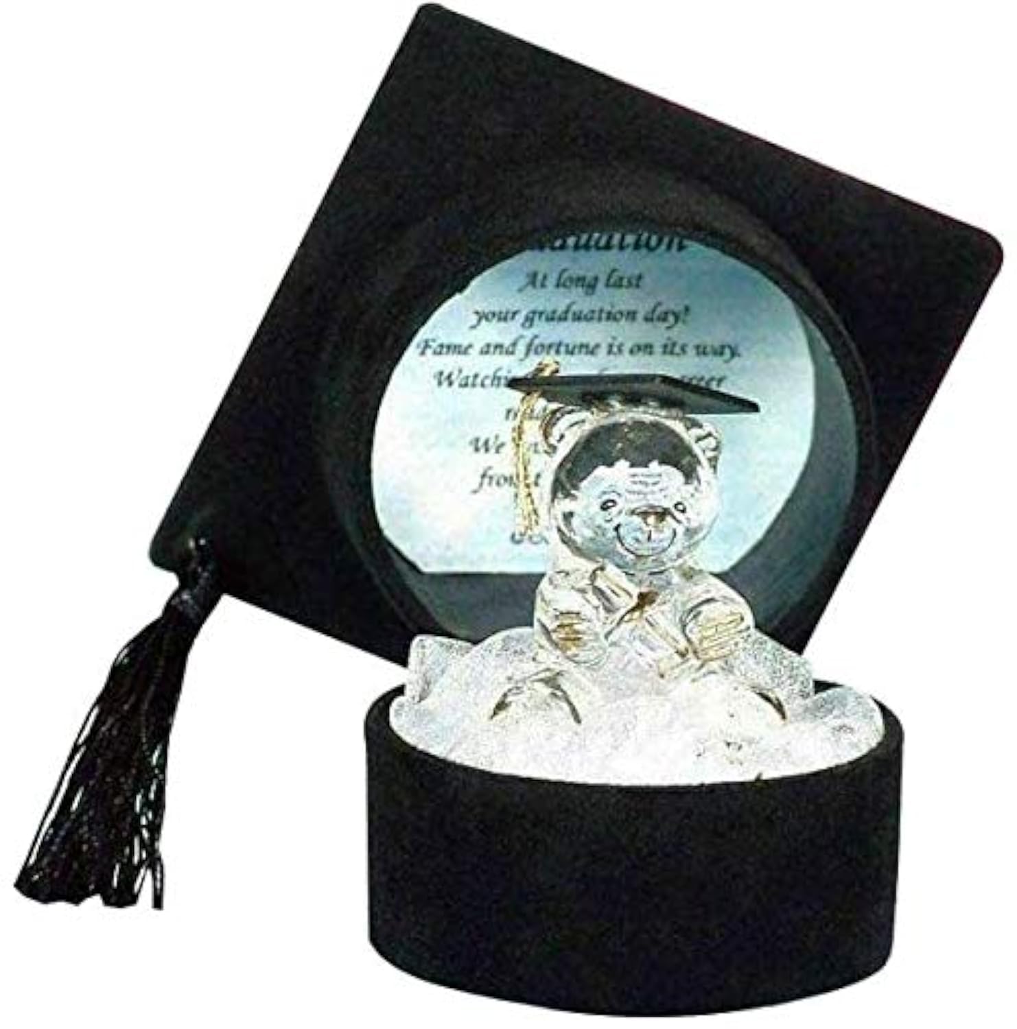 Congratulations Graduation Gift Box Ornaments With Crystal Glass Figurine and Memorable Poem, Perfect Present for University, College, and School Graduates. Special Packaging (Graduation Box Bear)