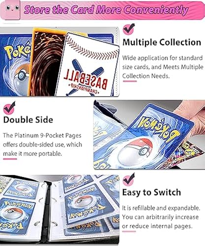 strengthen 9 card pocket sleeves diy Trading Protector Sheets X 100 Plastic Pages Holds 900 Cards You can put two cards in one sleeve HERKKA Trading Card Sleeve Pages,
