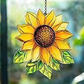 Sunflower Acrylic Suncatcher Hanging Christmas Ornament Stained Glass Effect Window Car Indoor Outdoor Decor Garden Sun Catcher Gifts Nature Lover Decorations for Women Mom Grandma