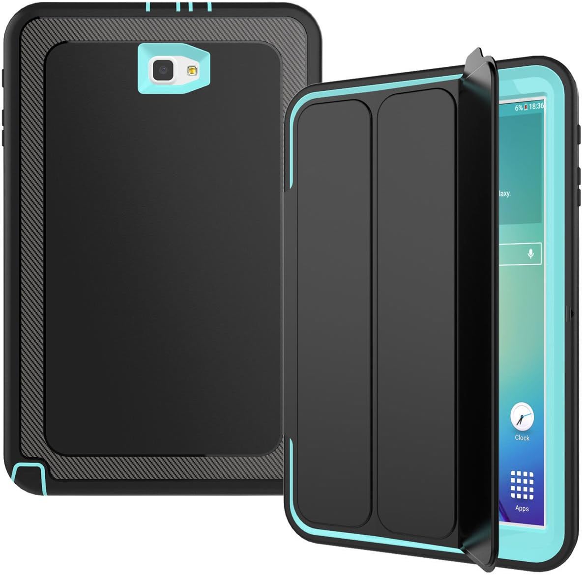 FastSun Hybrid Shockproof Rugged Built-in Screen Protector Stand Flip Protective Smart Case for Samsung Galaxy Tab S2 8.0 T710 (Light Blue)