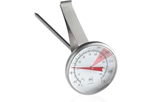 OCS Parts 8-Inch Milk Frothing Thermometer | 30-200° F Thermometer with Clip for Coffee, Cappuccino, Lattes, Mochas, Frothy Milk Foam for Home Espresso Machines, Baristas, Cafes and Coffee Shops