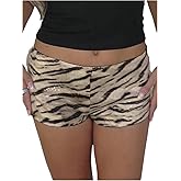 Verdusa Women's Cheetah Print Sequin Shorts Micro Mini Shorts Rave Club Night Outfits