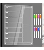 Yeoux - Agenda Semanal De Cristal Negro De Borrado En Seco Con Soporte De Madera Desmontable, Calendario Semanal Pequeño Portátil Para Hacer Lista De Tareas, Pizarra Blanca De 12 X 6 Pulgadas