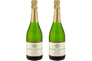SAWTOOTH Chateau De Fleur Non-alcoholic Sparkling Wine Champagne Champagnette with Chromacast Phone Grip, Seasonal Wine Pairings & Recipes, 2 Pack