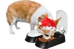 PAWISE Automatic Cat Feeders 2 Meal Automatic Dog Feeder,Dog/Cat Food Dispenser 1.5 Cups, Schedule Meal or Treat, with 48-Hour Timer