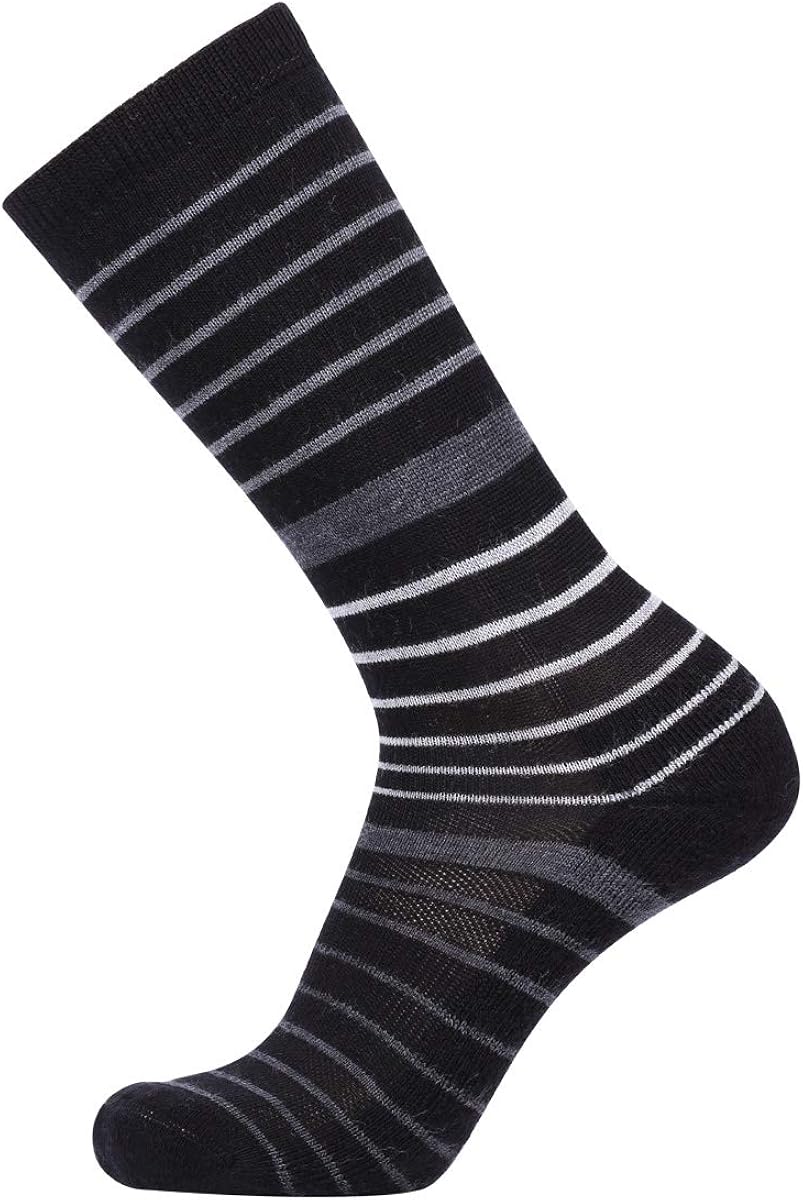 EnerWear 4 Pack Women's Merino Wool Outdoor Hiking Trail Crew Sock (US Shoe Size 4-10, Black Stripe/Dark Grey/Multi): Clothing