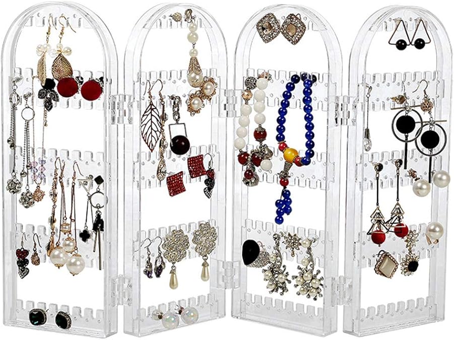 YANSHON Clear Earring Holder Rack 4 Layers Jewellery Organizers Earring