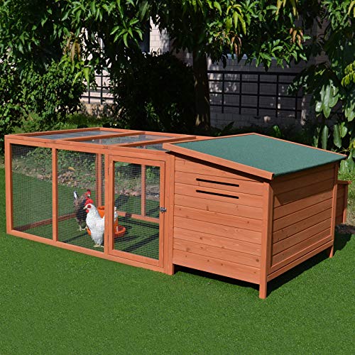 Pawhut Hühnerstall Hühnerhaus mit Nistkasten Eierkiste mit 2 Fächern, Tanne, Draht, Asphalt, 223,5 x 145 x 81 cm, Orange… – Bild 3