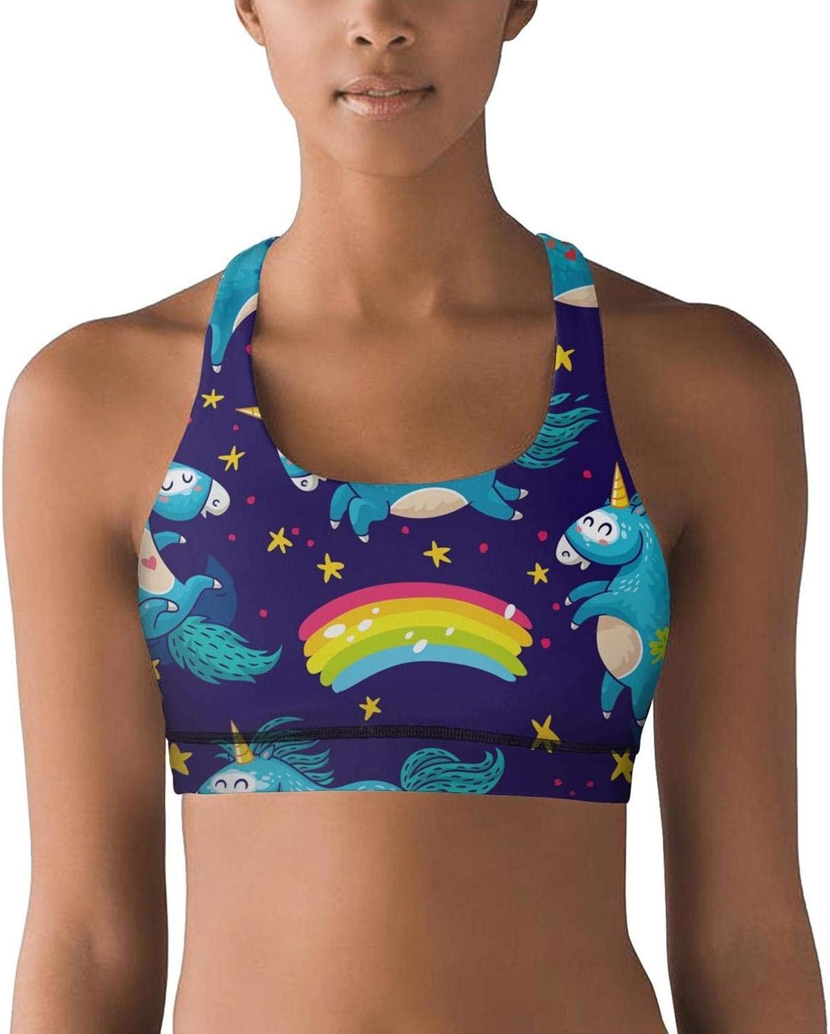 Unicorn Rainbow Women's Sports Bra Without Steel Ring Medium Support