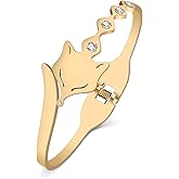 LONYOO Cute Fox Bracelets Stainless Steel Bangle Bracelet for Women Jewelry 18K Gold Bracelet Fox Gifts