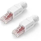 VCELINK Cat6 Tool-Free RJ45 Connector 2-Pack, Gold-Plated, UTP 23-26AWG | 23-26 AWG Network Cable Compatibility, Toolless Field Termination for Easy Installation, 2Pack - UTP CAT6 White Connector