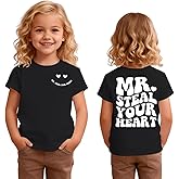 BOUTIKOME Valentine's Day T-Shirt Toddler Boy Girl Mr Steal Your Heart Shirt Love Heart Graphic Tee Tops Short Sleeve Outfit