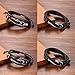 Cupimatch 4 Pieces Nautical Fish Hook Couple Nylon Ropes Bracelets Leather Cuff Bangle for Men Women (Black Brown)