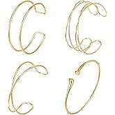 LIQWEI 4 Pcs Upper Arm Cuff Jewelry for Women, Gold Arm Bracelets Minimalist Arms Cuff Bracelet, Adjustable Coil Armband Set Jewelry