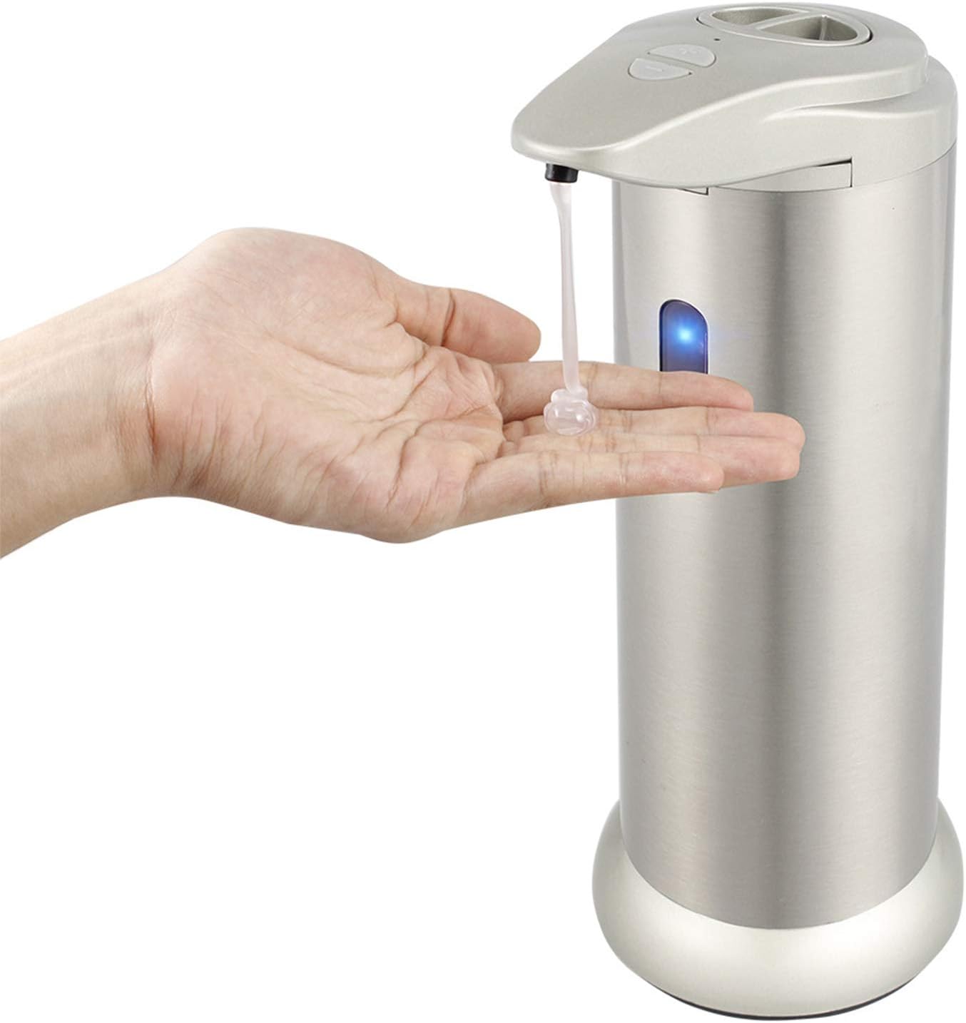 10oz / 300ML Hand Free Smart Stainless Steel Automatic Hand Sanitizer Dispensers Battery Powered Touch Free Infrared Motion Senor Liquid Hand Soap Dispenser for Kitchen&Bathroom No Battery(2 Pack)