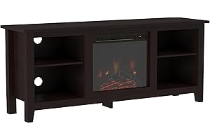 Walker Edison Wren Classic 4 Cubby Fireplace TV Stand for TVs up to 65 Inches, 58 Inch, Espresso
